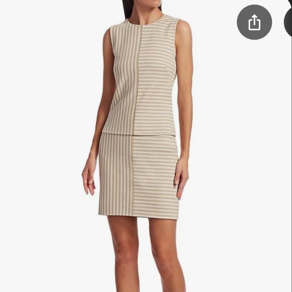 Akris Punto Cream Striped Tank Top and Striped Mini Skirt